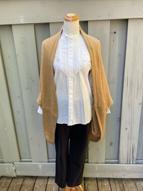 Harve Bernard Camel Open-Front Womens Sweater Cardigan